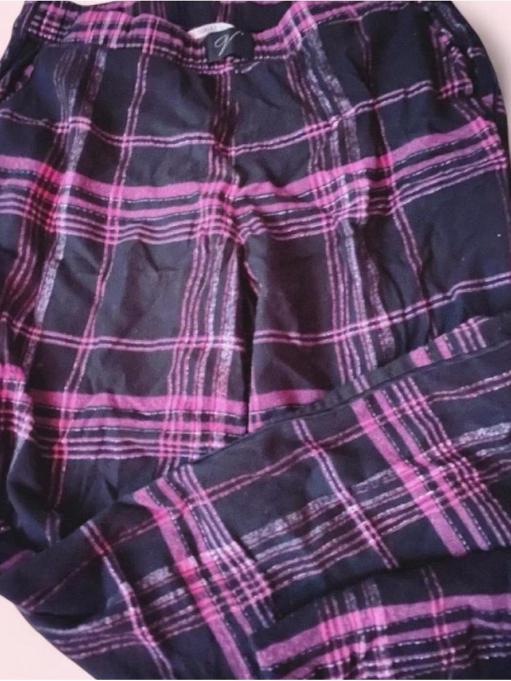 Victoria secret Girls Black & Pink Plaid Lounge Pants